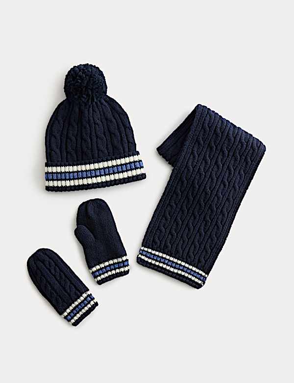 Kids' Cable Hat, Scarf and Mitten Set (1-13 Yrs) - US
