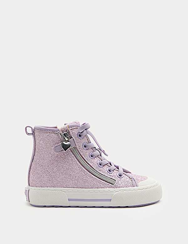 Kids' Glitter High Top Trainers (4 Small - 6 Large) - US