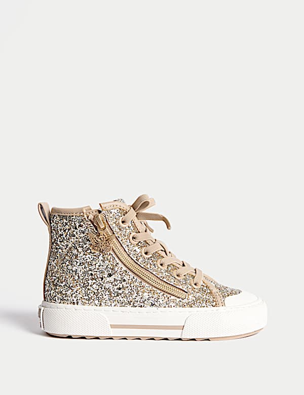 Kids' Glitter High Top Trainers (4 Small - 6 Large) - NL
