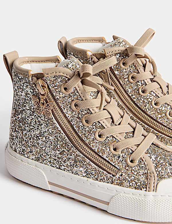Kids' Glitter High Top Trainers (4 Small - 6 Large) - US