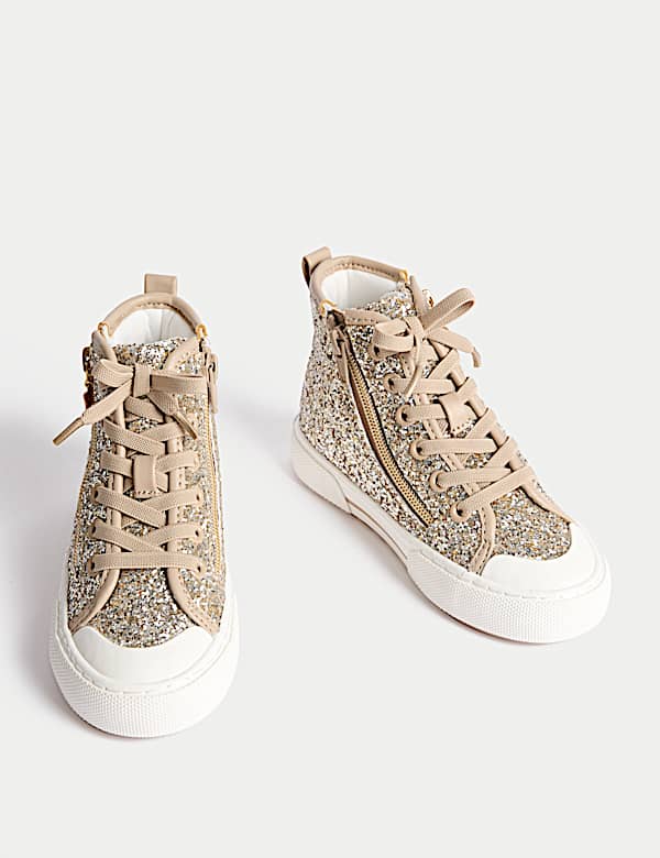 Kids' Glitter High Top Trainers (4 Small - 6 Large) - US