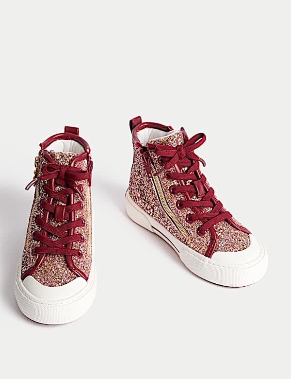 Kids' Glitter High Top Trainers (4 Small - 6 Large) - GR