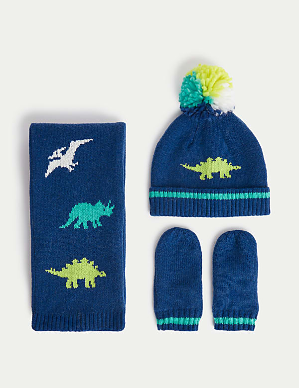 Kids' Dinosaur Hat, Scarf and Mitten Set (1-6 Yrs) - JP