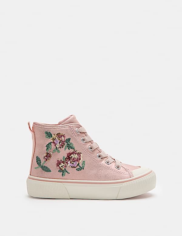 Sparkly Floral High Top Trainers (4 Small-2 Large) - NO