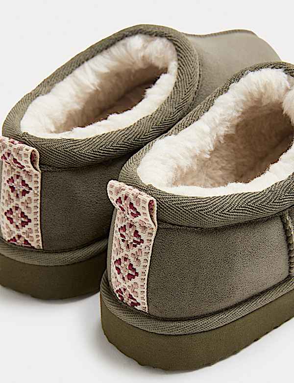 נעלי בית עם בטנה דמוית פרווה לילדים (9 סמול - 7 לארג') - IL