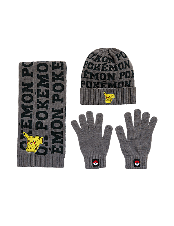 Kids' Pokémon™ Hat, Scarf and Glove Set (6-13 Yrs)