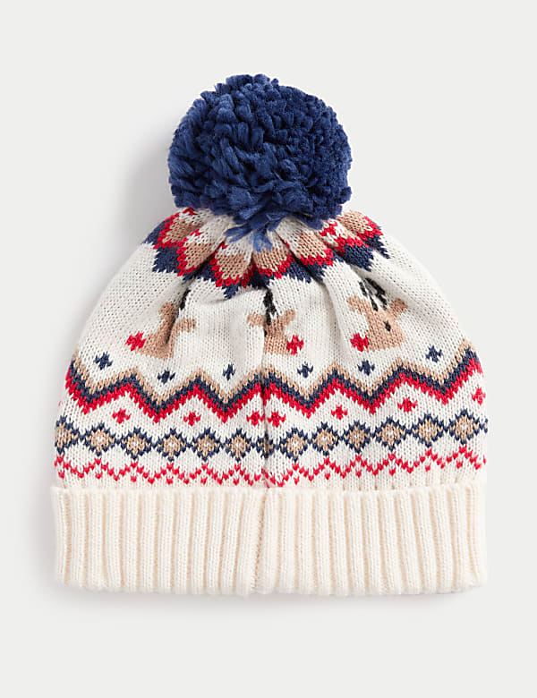 Kids' Fair Isle Reindeer Winter Hat (1-13 Yrs) - GR