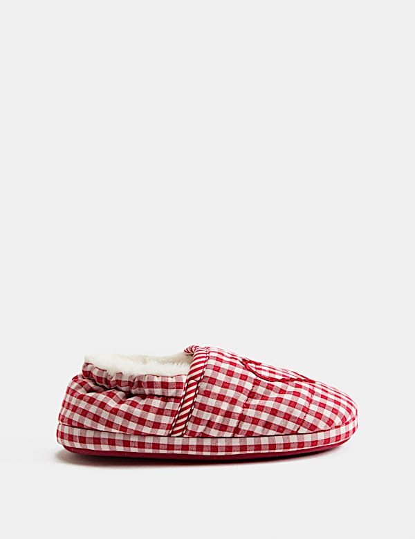 Kids' Checked Heart Elastic Back Slippers (4 Small - 2 Large) - AU