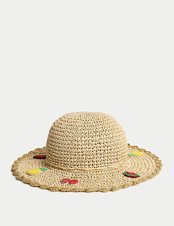 Kids' Straw Beaded Fruit Sun Hat - RO