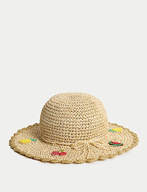 Kids' Straw Beaded Fruit Sun Hat - MV