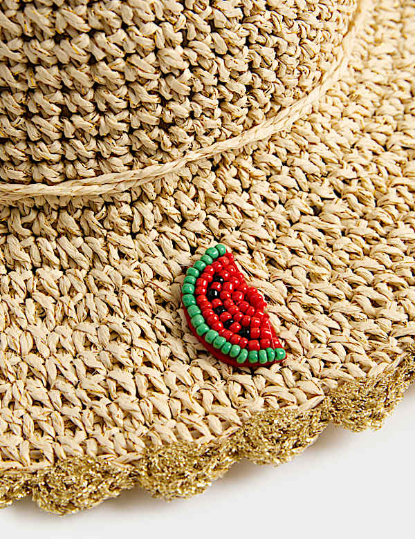 Kids' Straw Beaded Fruit Sun Hat - MV