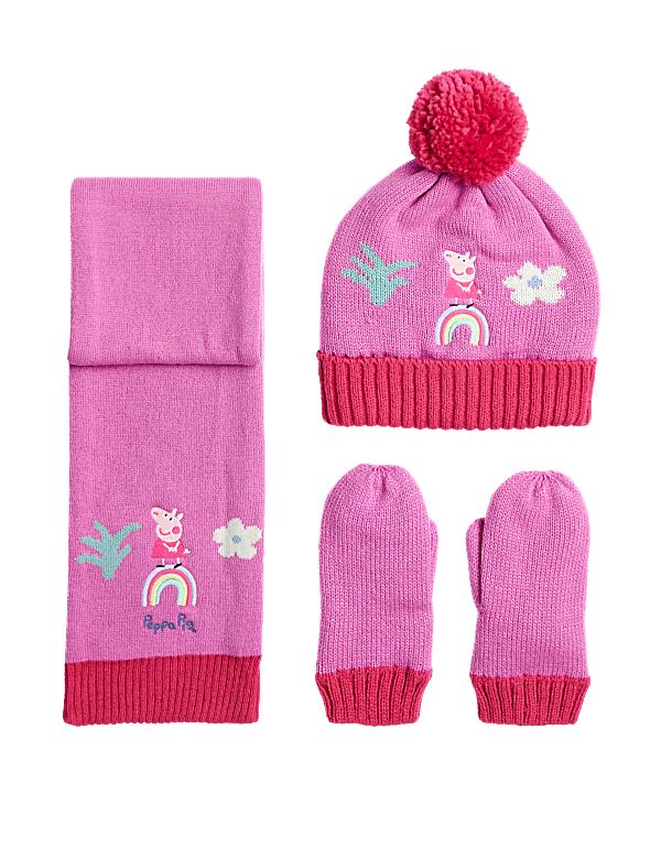 Kids' Peppa Pig™ Hat, Scarf and Mitten Set (1-6 Yrs)