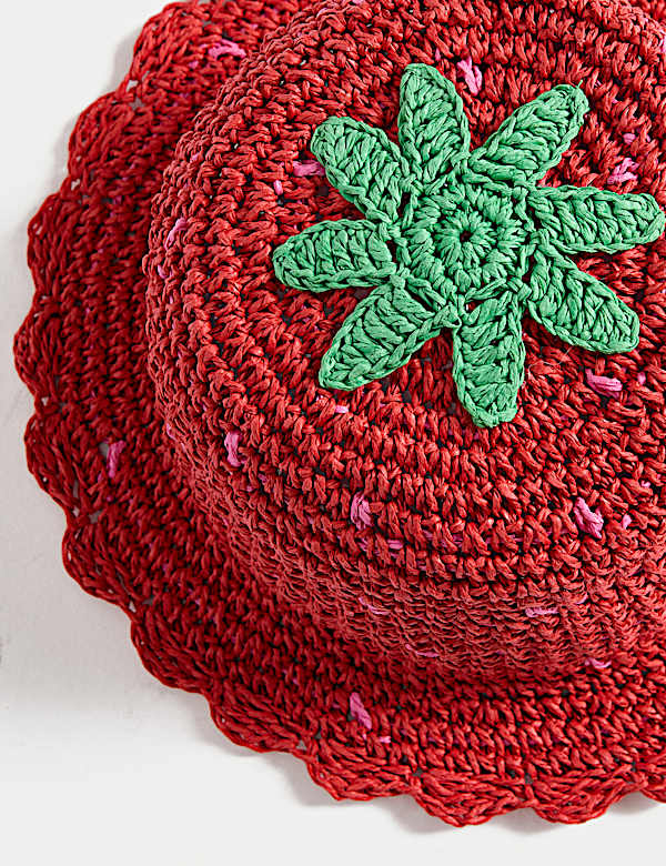 Kids' Strawberry Straw Hat (1-13 Yrs) - AL