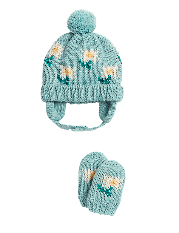 Kids' Daisy Hat and Mitten Set (0-6 Yrs)
