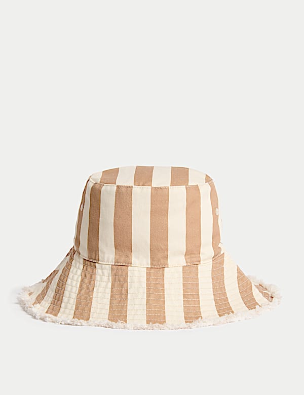 Dětský pruhovaný klobouk typu bucket se širokou krempou, z čisté bavlny (1–13 let) - CZ