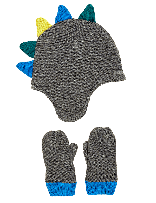 Kids' Dinosaur Hat and Mitten Set (1-6 Yrs)