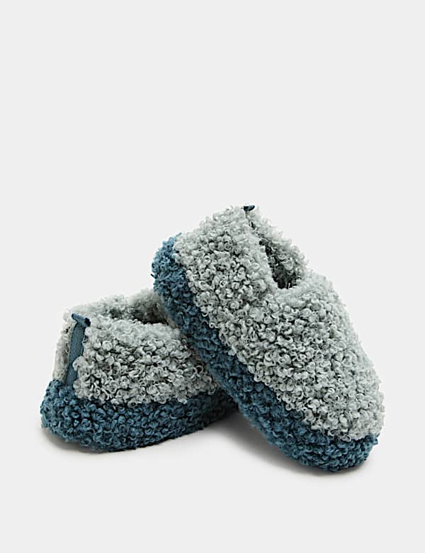 Kids&rsquo; Faux Fur Colour Block Slippers (10 Small-6 Large) - UA