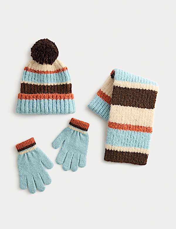 Kids' Striped Hat, Scarf and Glove Set (3-13 Yrs) - NL