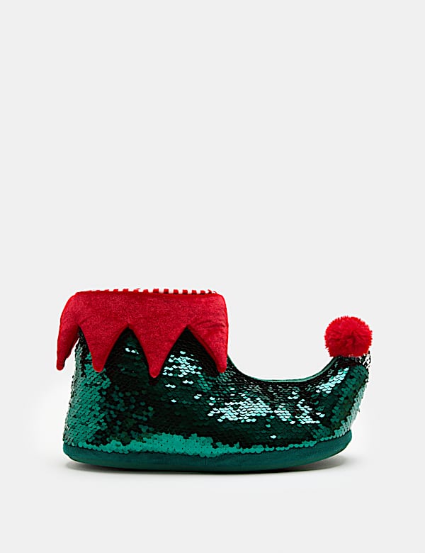 Kids' Christmas Sequin Elf Slipper Boots (10 Small-7 Large) - CA