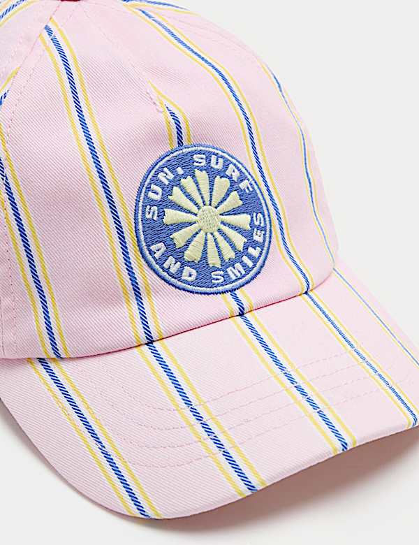 Gestreepte pet van zuiver katoen met badge voor kinderen (3-13 jaar) - NL