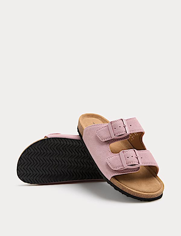 Kids' Suede Double Buckle Footbed Sandals (3 Large-7 Large) - CA