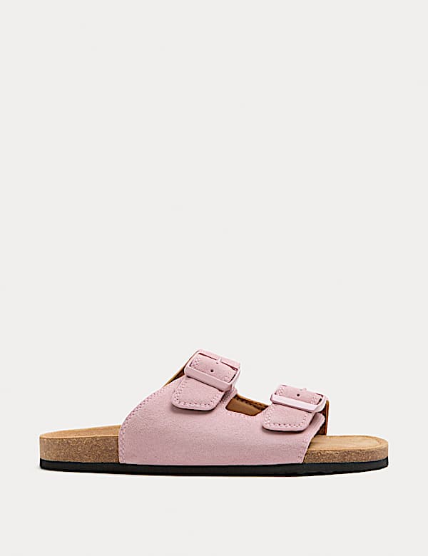 Kids' Suede Double Buckle Footbed Sandals (3 Large-7 Large) - CA