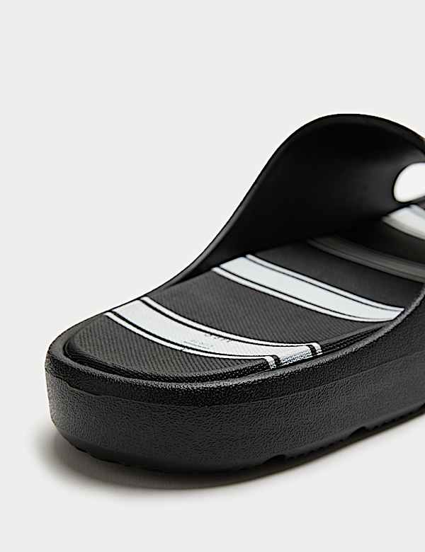 Kids' Striped Footbed Sliders (10 Small - 7 Large) - GR