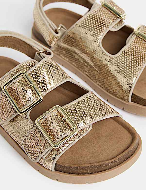 Sandales enfants &agrave; bande auto-agrippante effet brillant avec assise plantaire (du 20,5 au 34,5) - BE