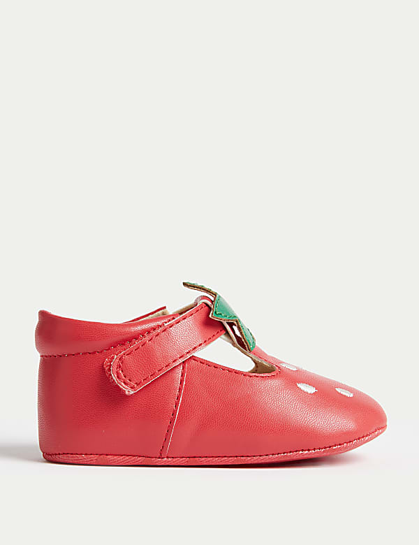 Strawberry Riptape Pram Shoes (0-18 Mths) - BN