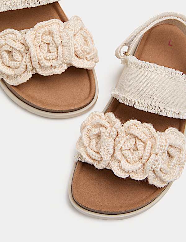 Kids' Double Strap Crochet-Style Sandals (4 Small-2 Large) - CZ