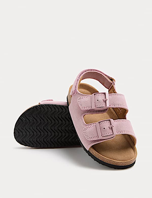 Kids' Suede Double Buckle Footbed Sandals (4 Small-2 Large) - CA