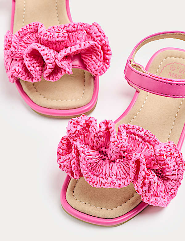 Kids Frill Strap Raffia Sandals (4 Small - 2 Large) - BE