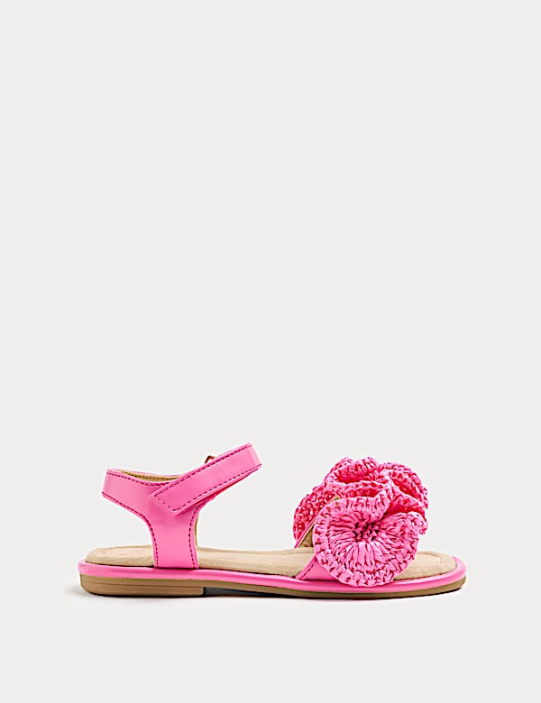 Kids Frill Strap Raffia Sandals (4 Small - 2 Large) - BE