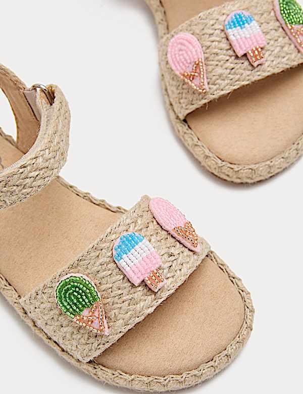 Kids' Raffia Ice Cream Beaded Sandals (4 Small-2 Large) - UA