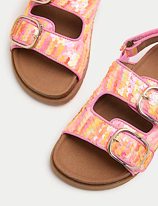 Kids' Sequin Buckle Footbed Sandals (4 Small-2 Large) - SE