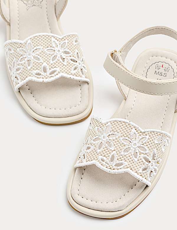 Kids' Broderie Strap Sandals (4 Small - 2 Large) - BE