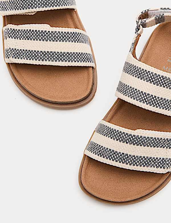 Kids' Double Strap Striped Sandals (4 Small - 2 Large) - CA