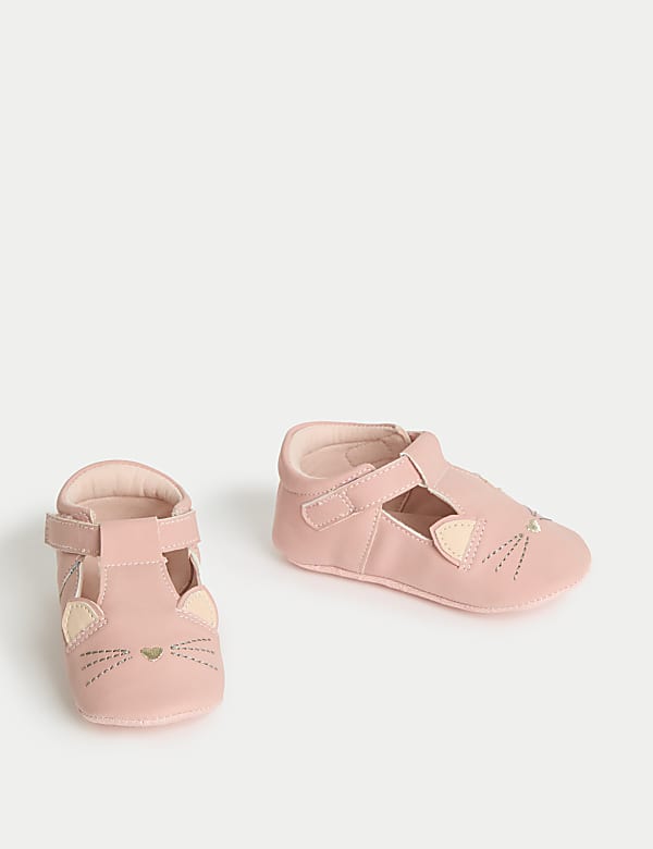 Baby Cat T Bar Shoes 0 18 Mths PINK Pram Shoes M S CZ