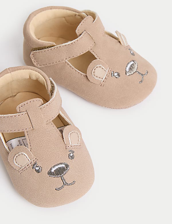 Babyschoenen met T sluiting en berenmotief 0 18 maanden
