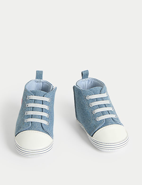 \nBaby Embroidered Canvas Pram Trainers (0-18 Months) - MX