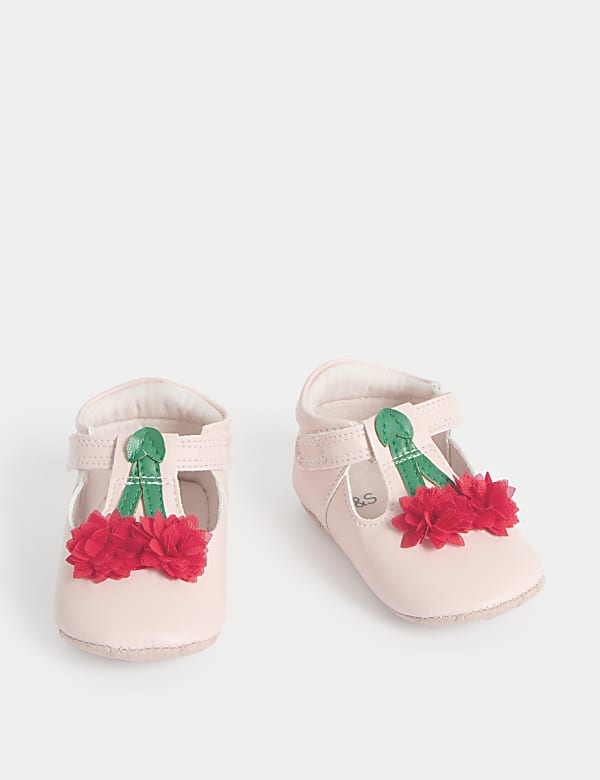 Baby 3D Cherry Riptape T Bar Shoe (0-18 Mths) - JO