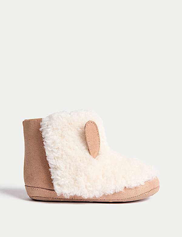 Baby Riptape Faux Fur Pram Shoes (0-18 Months) - LV