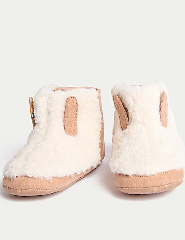 Baby Riptape Faux Fur Pram Shoes (0-18 Months) - NZ
