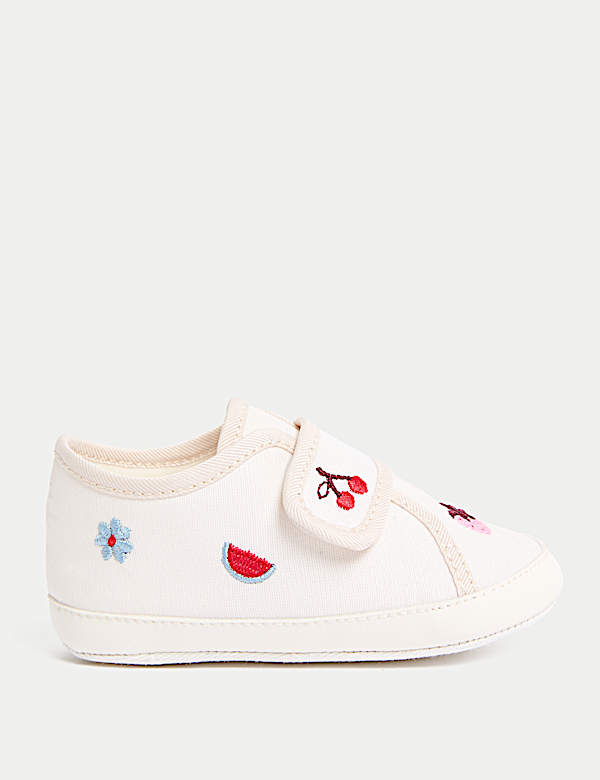 Baby T-Bar Embroidered Pram Shoes (0-18 Mths) - JP