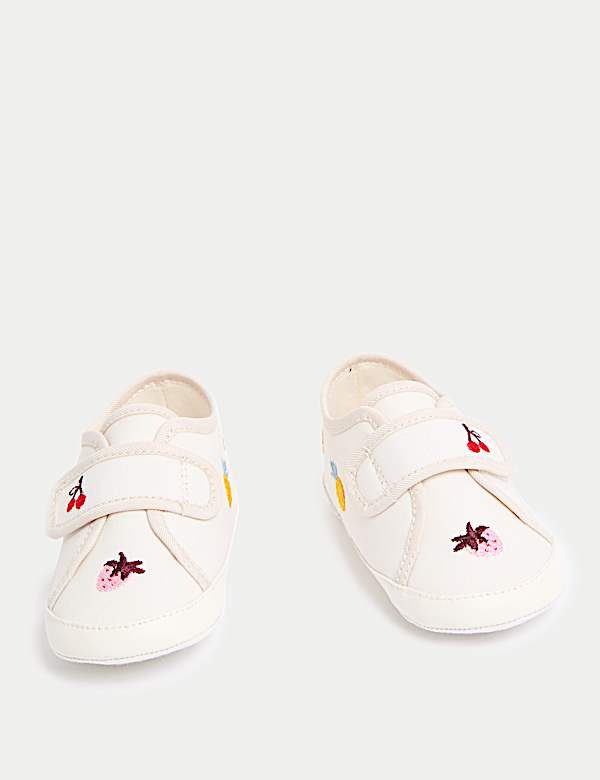 Baby T-Bar Embroidered Pram Shoes (0-18 Mths) - JP
