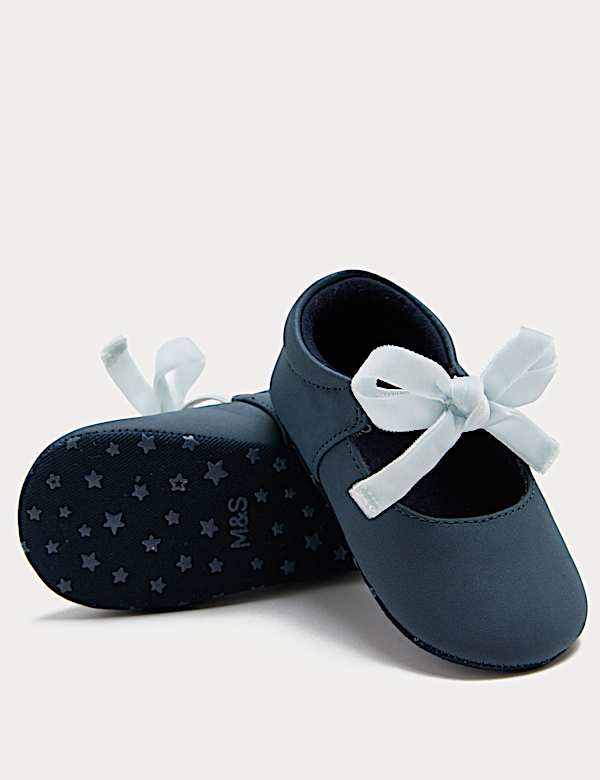 Baby Ballet Bow Pram Shoes (0-18 Months) - NO