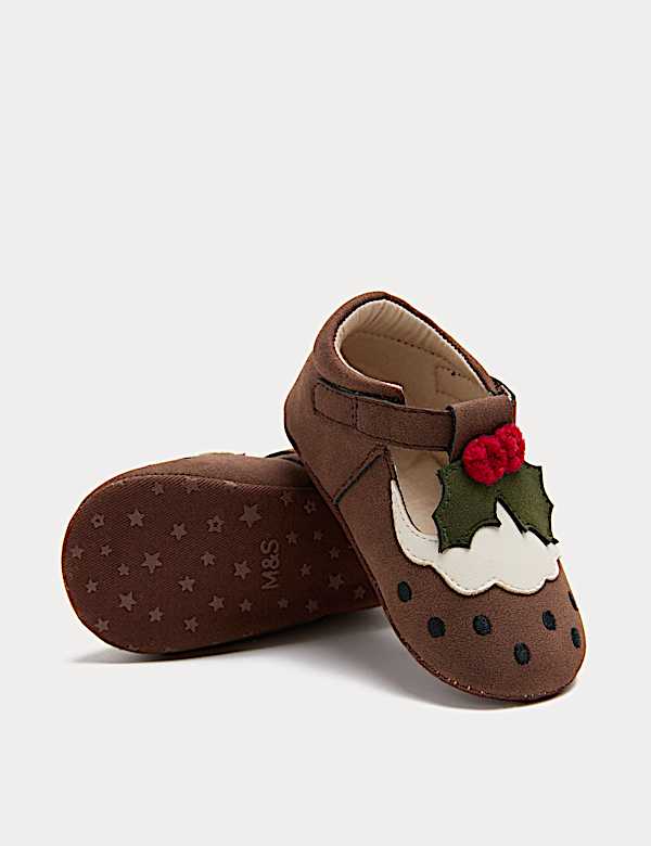 Baby Christmas Pudding Pram Shoes (0-18 Months) - NO