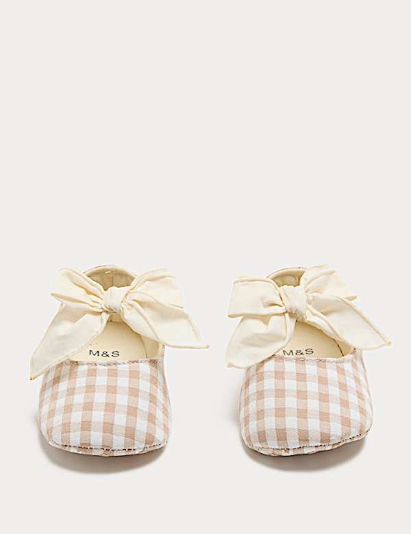 Check Bow Pram Shoes (0-18 Months) - FR