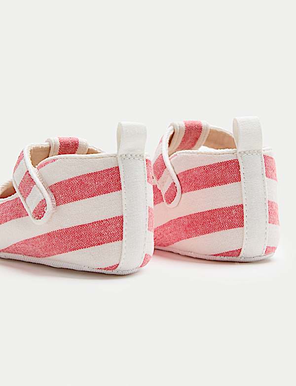 Baby Stripe T-Bar Pram Shoes (0-18 Months) - BN
