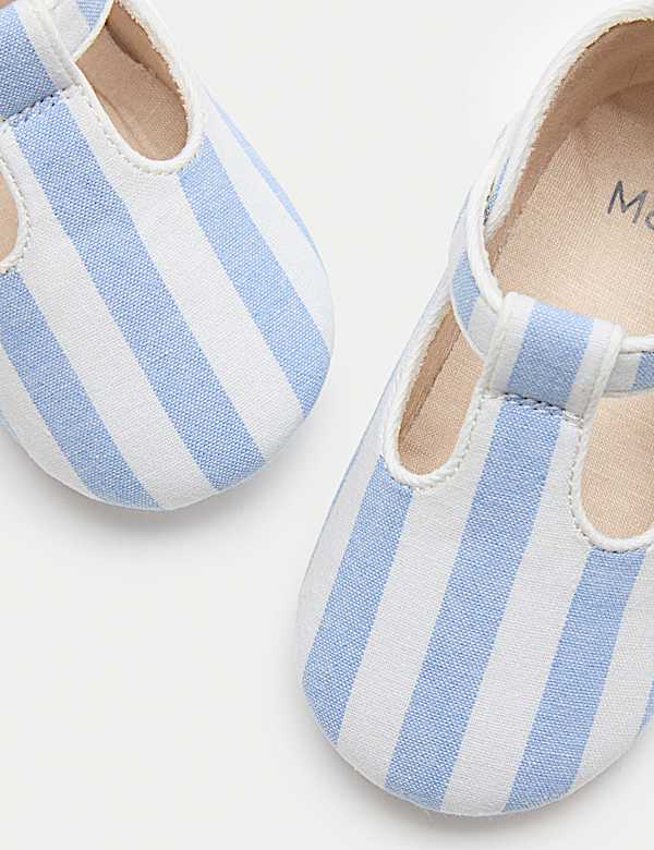 Baby Stripe T-Bar Pram Shoes (0-18 Mths) - AU